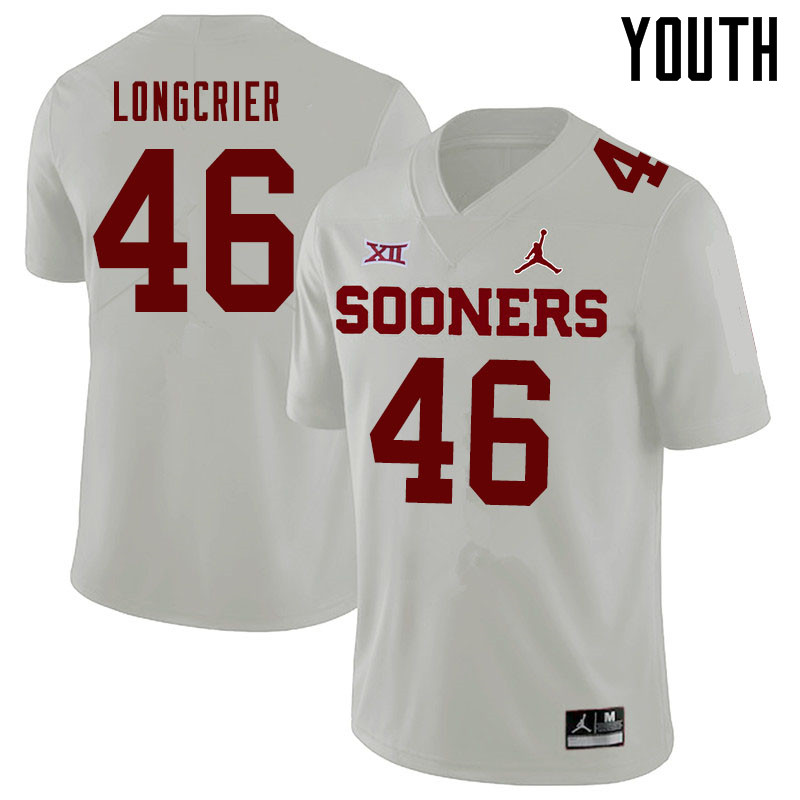 Jordan Brand Youth #46 Hunter Longcrier Oklahoma Sooners College Football Jerseys Sale-White